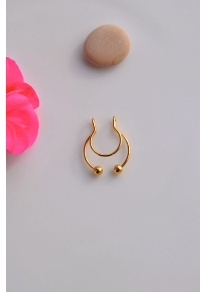Fake Septum Piercing 316 L Çelik Sıkıştırmalı Burun Piercingi Gold Renk fiyatları