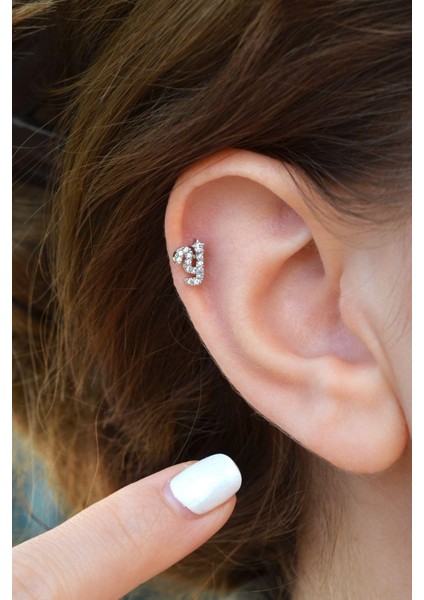 Y Harfi Piercing Gümüş Renkli Harf Piercing Y