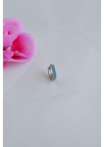 Gümüş Renkli 6 mm Firuze Taşlı Forward Helix Piercing Tragus Helix fırsatları