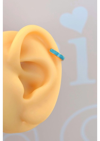 Mavi Mineli Halka Helix Piercing Kıkırdak Küpesi fiyatları