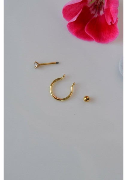 Gold Düz Halka Helix Piercing Halka Düz Conch Piercingi modelleri