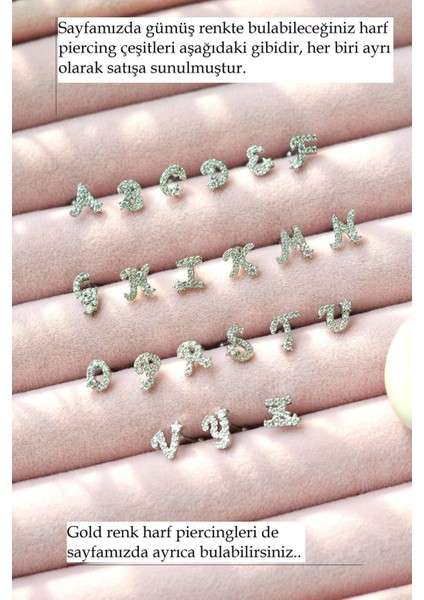 V Harfi Piercing Gümüş Renkli Harf Piercing V fırsatları