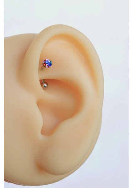 316 L Çelik Renkli Uçlu Toplu Piercing Helix Kıkırdak Lob Daith Kaş