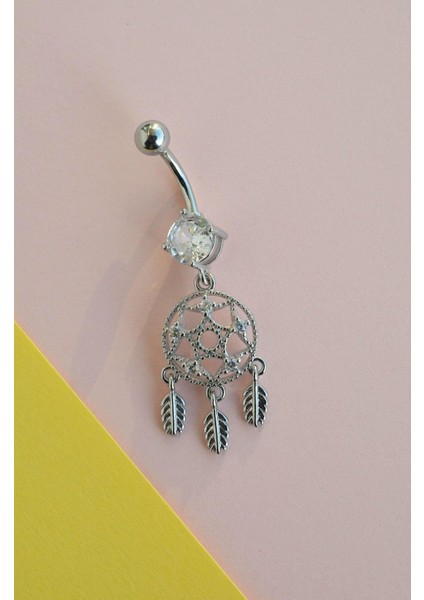 Çelik Düş Kapanı Model Göbek Piercing Gümüş Renk modelleri