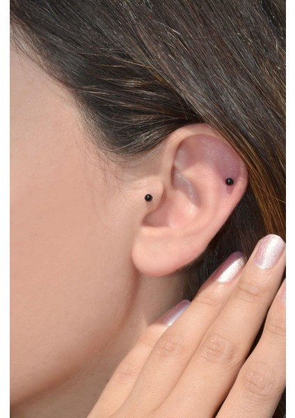 Siyah Çelik Top Piercing 6 mm modelleri
