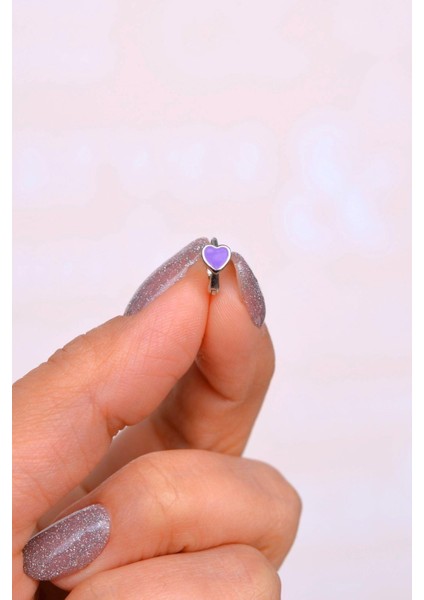 Mor Kalpli Halka Tragus Piercing Helix Kıkırdak Küpesi Gümüş Renkli fiyatları