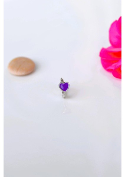 Mor Kalpli Halka Tragus Piercing Helix Kıkırdak Küpesi Gümüş Renkli fırsatları