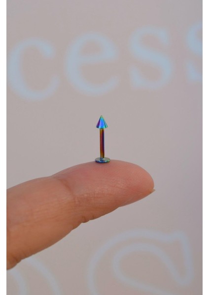 Hologram Renk Arkası Düz 316 L Çelik Piercing Tragus Helix Kıkırdak Lob Dudak 8 mm