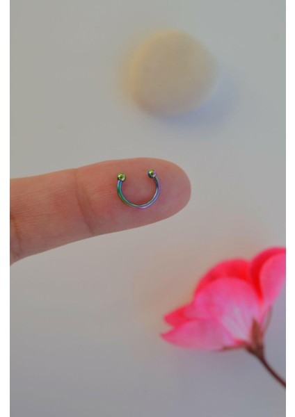 8 mm Hologram Renk Mini Nokta Toplu Çelik Piercing Tragus Helix Kıkırdak Lob Daith Forward Helix