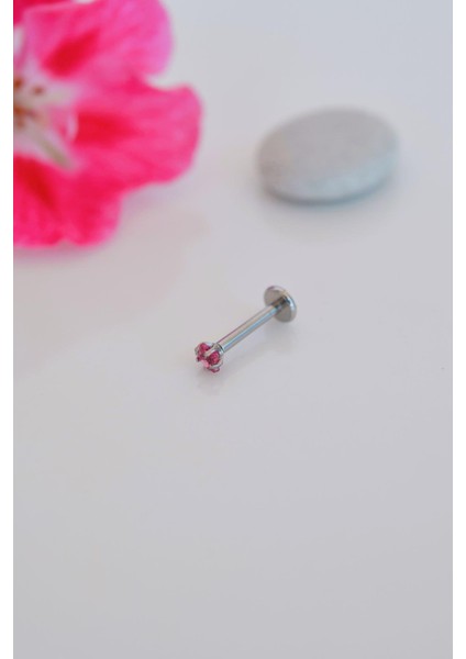 Silver Çelik Fuşya Pembesi Tektaş Yıldız Tragus Piercingi Helix Kıkırdak Lob fiyatları