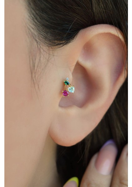 Gold Arkası Düz Çelik Kiraz Tragus Piercing Helix Lob Kıkırdak fiyatları