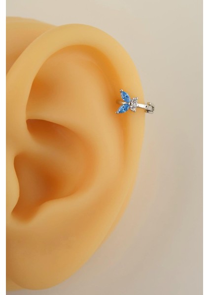Mavi Kelebek Halka Tragus Helix Kıkırdak Lob Piercing