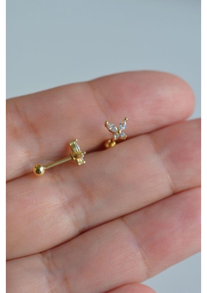 Sacce Scarves&Accessories Gold Çelik Zirkon Kelebekli Helix Piercing Kıkırdak Lob fiyatları