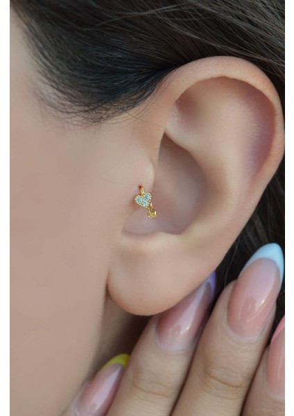 Sacce Scarves&Accessories Gold Halka Mini Kalpli Tragus Piercing Helix Kıkırdak Lob