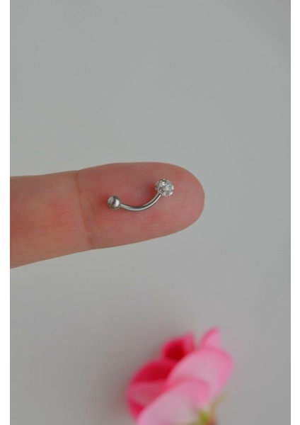 Çelik Taşlı Toplu Piercing 8 mm Rook Conch Helix Lob Kıkırdak