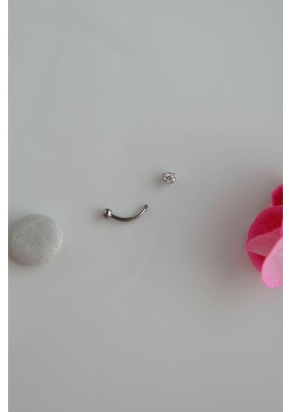 Çelik Taşlı Toplu Piercing 8 mm Rook Conch Helix Lob Kıkırdak modelleri