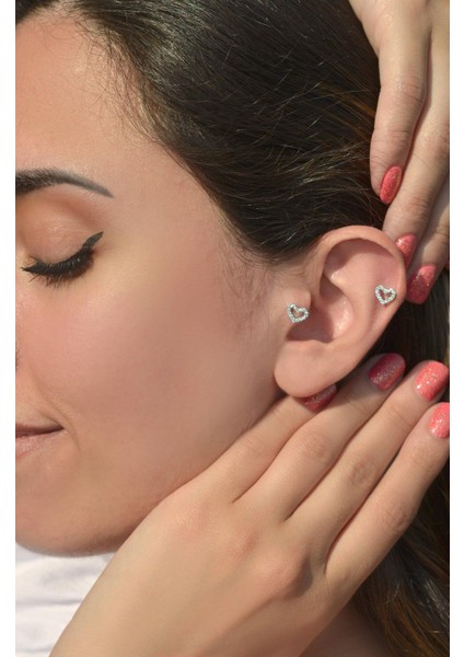 Gümüş Kalp Tasarımlı, Tragus, Helix Ve Kıkırdak İçin Şık Piercing Takısı fiyatları