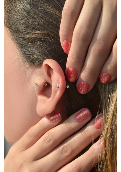 Gümüş Kalp Tasarımlı, Tragus, Helix Ve Kıkırdak İçin Şık Piercing Takısı modelleri