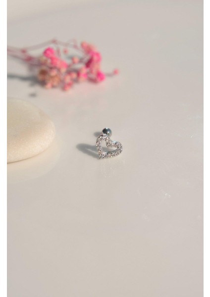 Gümüş Kalp Tasarımlı, Tragus, Helix Ve Kıkırdak İçin Şık Piercing Takısı fırsatları