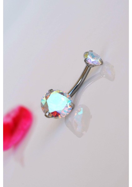 Çelik Hologram Tektaş Göbek Piercing Gümüş Renkli fiyatları