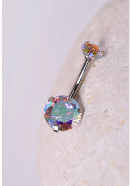 Çelik Hologram Tektaş Göbek Piercing Gümüş Renkli modelleri