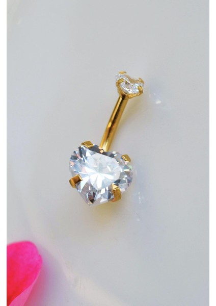 Çelik Kalp Model Tektaş Göbek Piercing Gold fiyatları