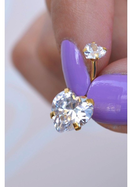 Çelik Kalp Model Tektaş Göbek Piercing Gold modelleri