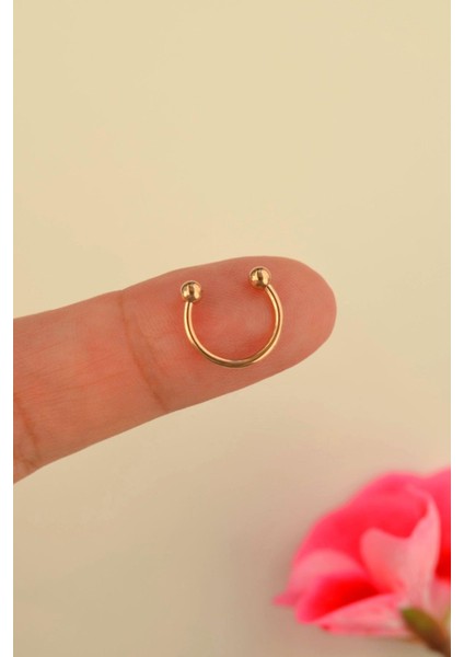 10 mm Rose Renk İki Ucu Toplu Çelik Piercing Kulak Burun Dudak