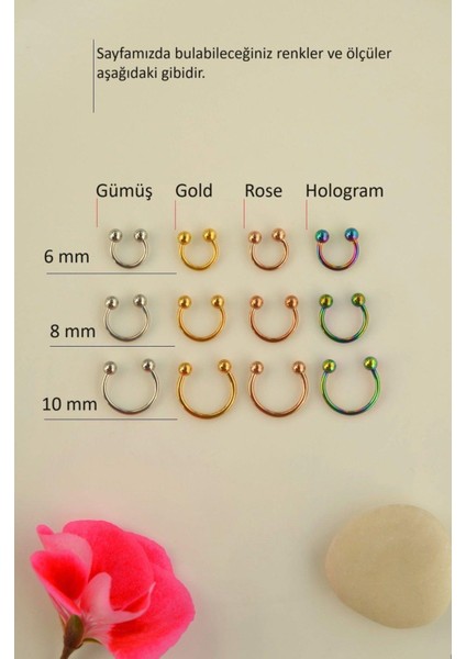 10 mm Rose Renk İki Ucu Toplu Çelik Piercing Kulak Burun Dudak fırsatları