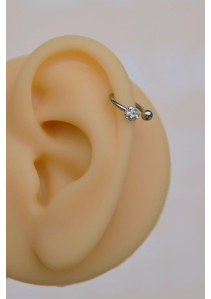 Çelik Taşlı Toplu Piercing 8 mm Smiley Piercing Helix Tragus Lob Kıkırdak