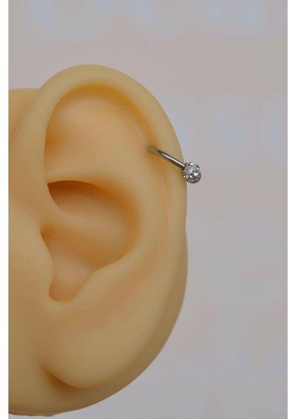 Çelik Taşlı Toplu Piercing 8 mm Smiley Piercing Helix Tragus Lob Kıkırdak