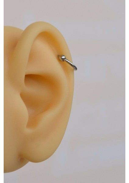 Mini Topçuklu Çelik Halka Piercing 8 mm Gümüş Renkli
