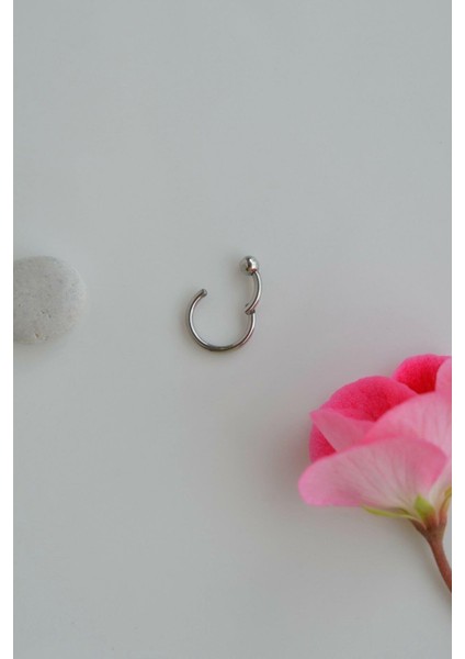 Mini Topçuklu Çelik Halka Piercing 8 mm Gümüş Renkli modelleri