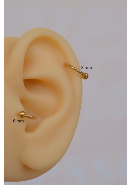 Mini Topçuklu Çelik Halka Piercing 8 mm Gümüş Renkli fırsatları