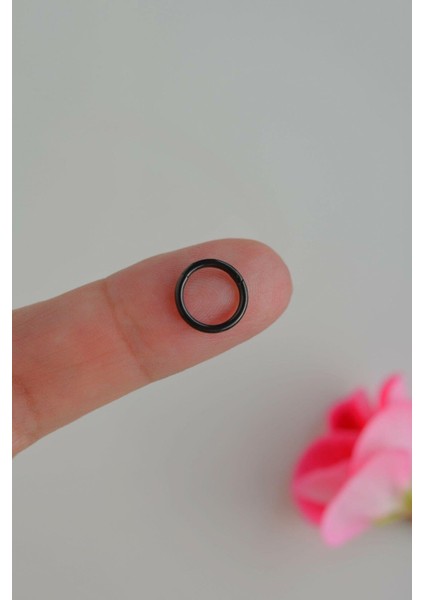 8 mm Düz Çelik Halka Piercing Tragus Helix Kıkırdak Lob Siyah Renk