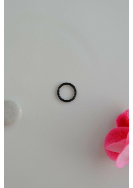8 mm Düz Çelik Halka Piercing Tragus Helix Kıkırdak Lob Siyah Renk
