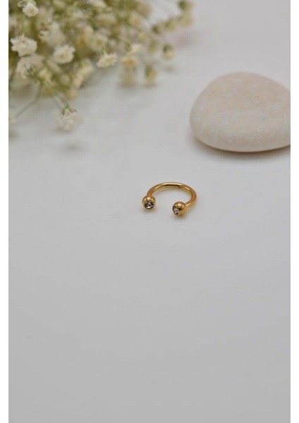 8 mm Gold Çelik Top Uçlu Taşlı Piercing Septum Kıkırdak fiyatları