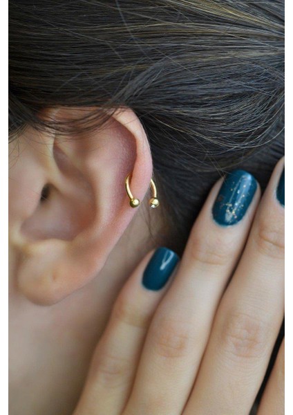 8 mm Gold Çelik Top Uçlu Taşlı Piercing Septum Kıkırdak modelleri