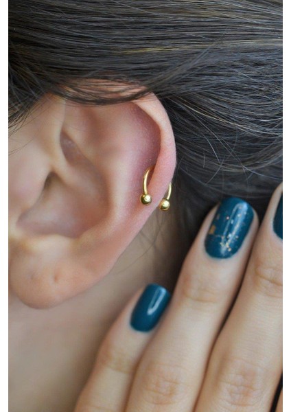 8 mm Gold Çelik Top Uçlu Piercing Septum Kıkırdak