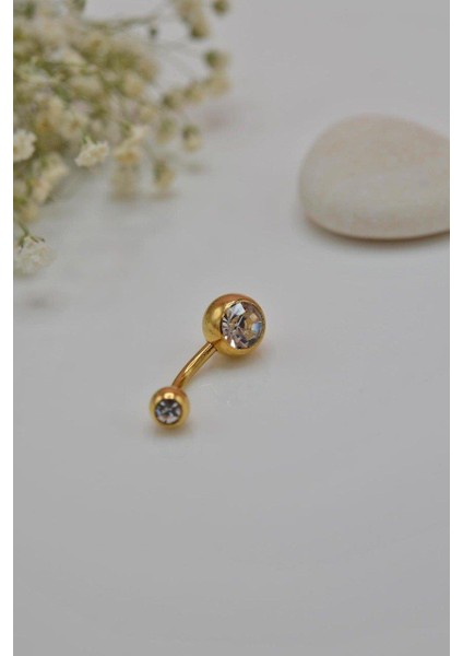 Top Taşlı Çelik Göbek Piercing Gold fiyatları