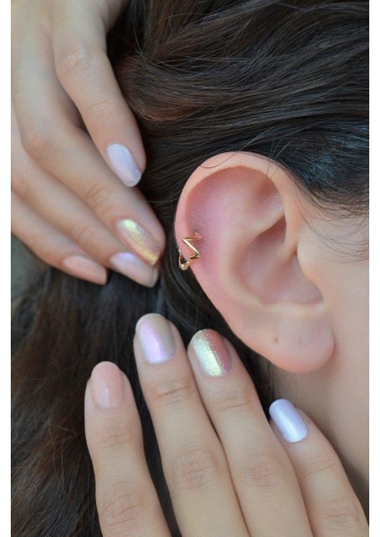 Kalp Atışı Model Halka Piercing Tragus Helix Kıkırdak Küpesi Sağ Kulak