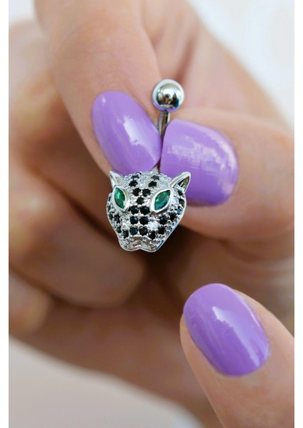 Sacce Scarves&Accessories Çelik Kaplan Figürlü Göbek Piercing Gümüş Renk