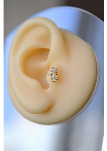 Zirkon Taşlı Piercing Tragus Helix Kıkırdak Gold