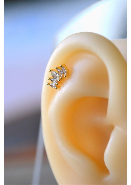 Zirkon Taşlı Piercing Tragus Helix Kıkırdak Gold fırsatları