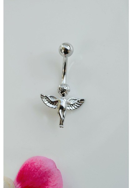 Sacce Scarves&Accessories Çelik Melek Figürlü Göbek Piercing Gümüş Renk
