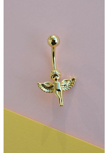 Çelik Melek Figürlü Göbek Piercing Gold modelleri