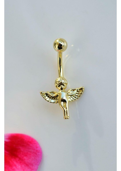 Çelik Melek Figürlü Göbek Piercing Gold fırsatları