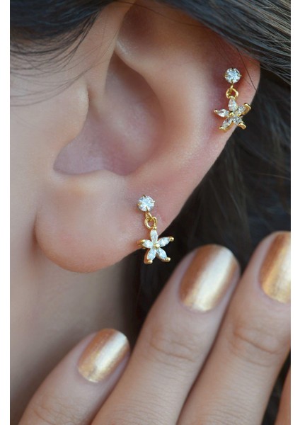Gold Çiçek Sallantılı Piercing Helix Kıkırdak fırsatları