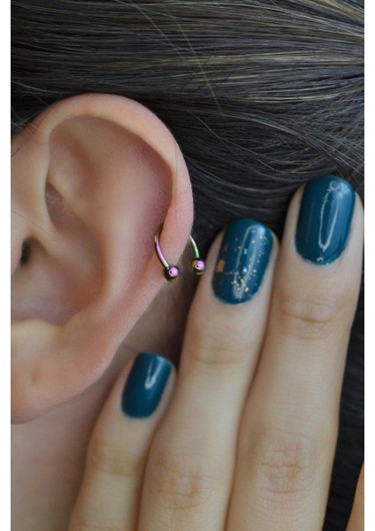 8 mm Hologram Çelik Top Uçlu Piercing Septum Kıkırdak