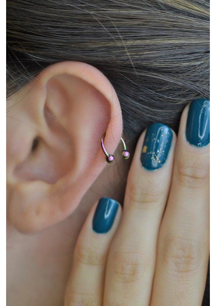 8 mm Hologram Çelik Top Uçlu Piercing Septum Kıkırdak modelleri